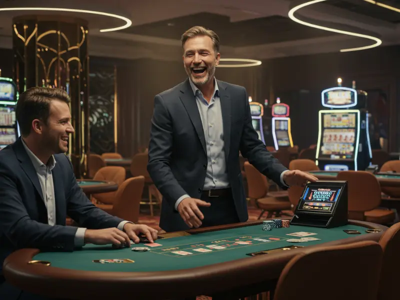 Happy man playing poker using an 88 free bet