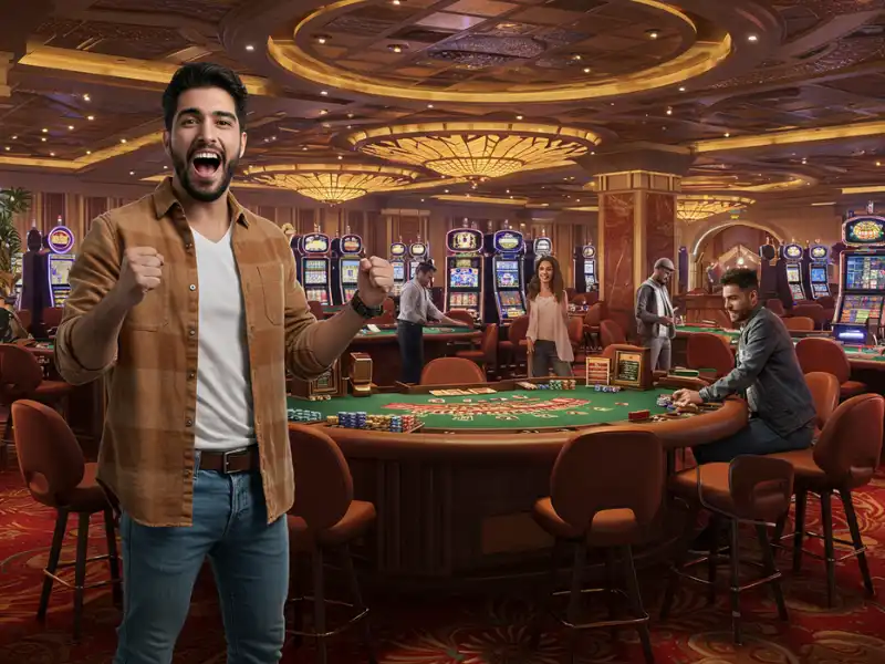 Happy man celebrating a win on an NBA betting site
