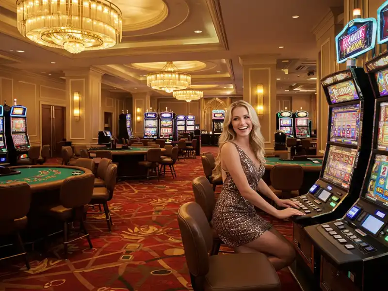 Happy woman enjoying an online slot game at PH Laro Casino