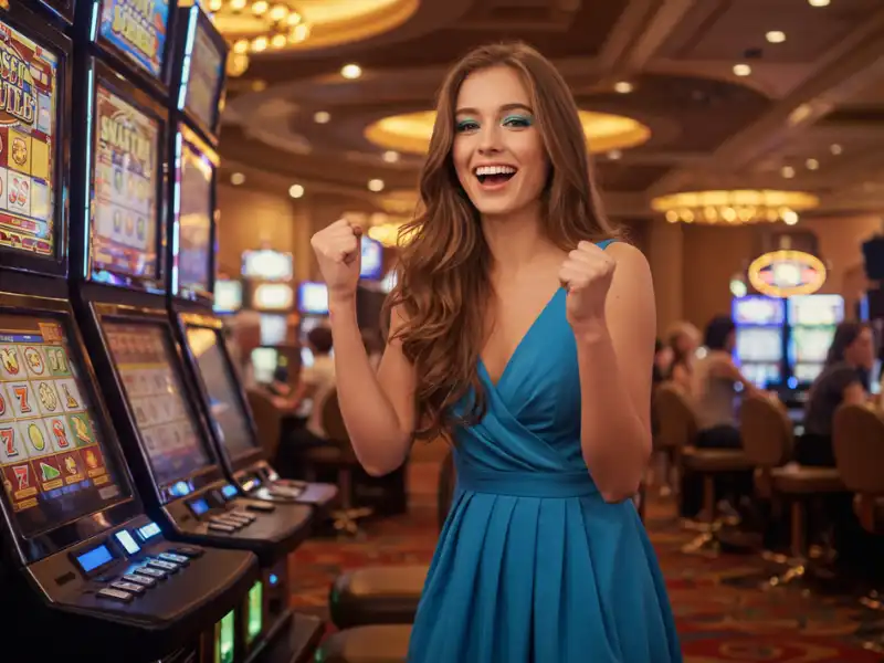 Happy woman playing card game after Bingo Plus rewards login