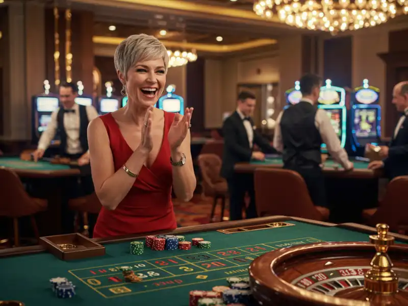 Happy woman enjoying poker after Bingo Plus rewards login