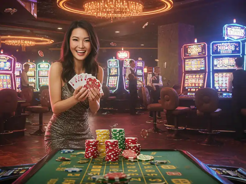 Woman holding playing cards at Casino Plus GCash online casino.