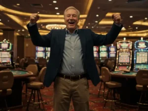 Man winning slot games at Peso88 online casino.