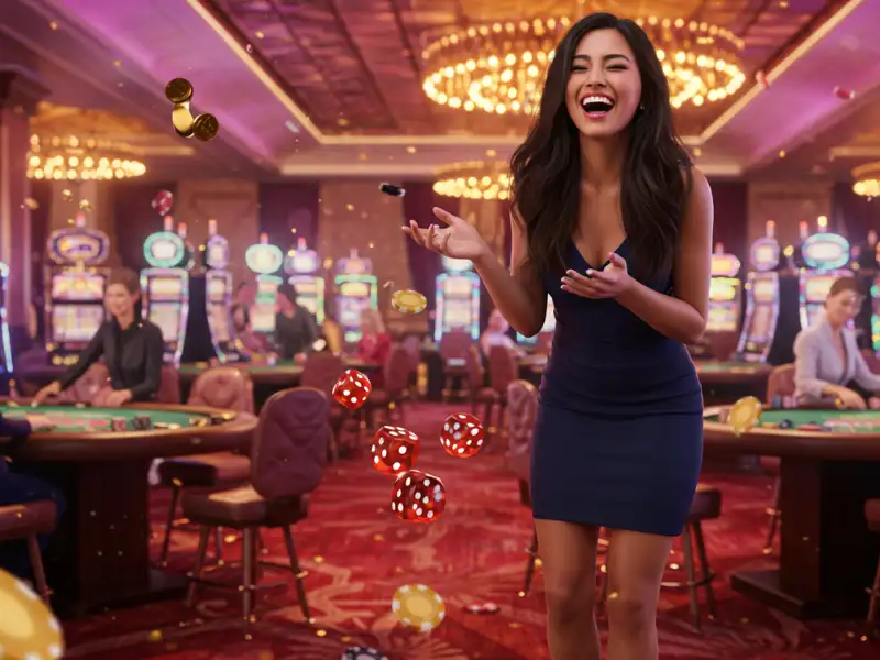 Happy woman celebrating her win at PHClub online casino.