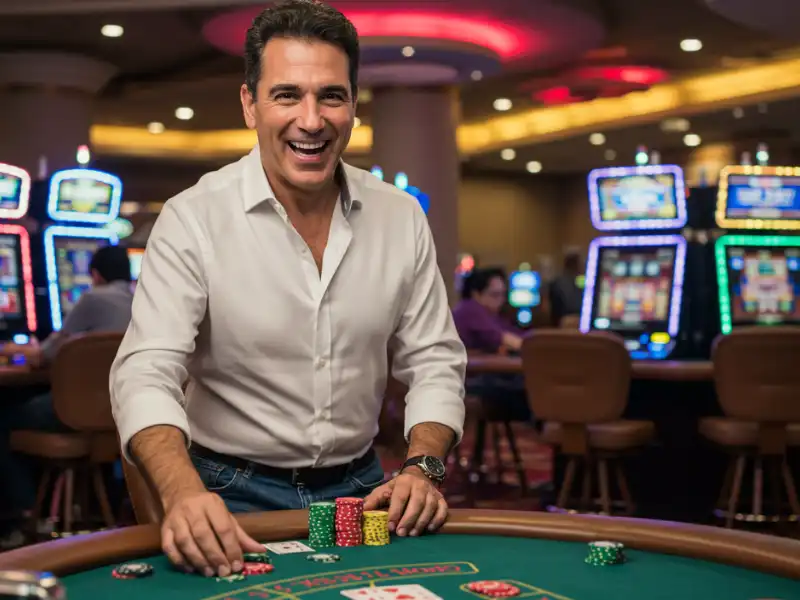 Happy man enjoying poker in TM Game platform